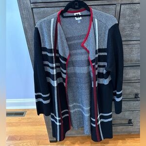 Anne Klein Cardigan. Sz Large. Black, white, and red. NWOT.